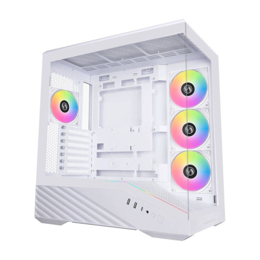 Lian-Li Vector V100 Mid-Tower Computer Case, 4x 120mm Pre-Installed Fan, Up to 360mm Radiator & 7x 120mm Fan Support, 4mm Tempered Glass, Steel & Plastic Materials, White | V100RW